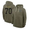 Tuec NY.Jets #70 Armand Membou Player Olive Salute to Service Pullover Hoodies Limited Stitched Jerseys