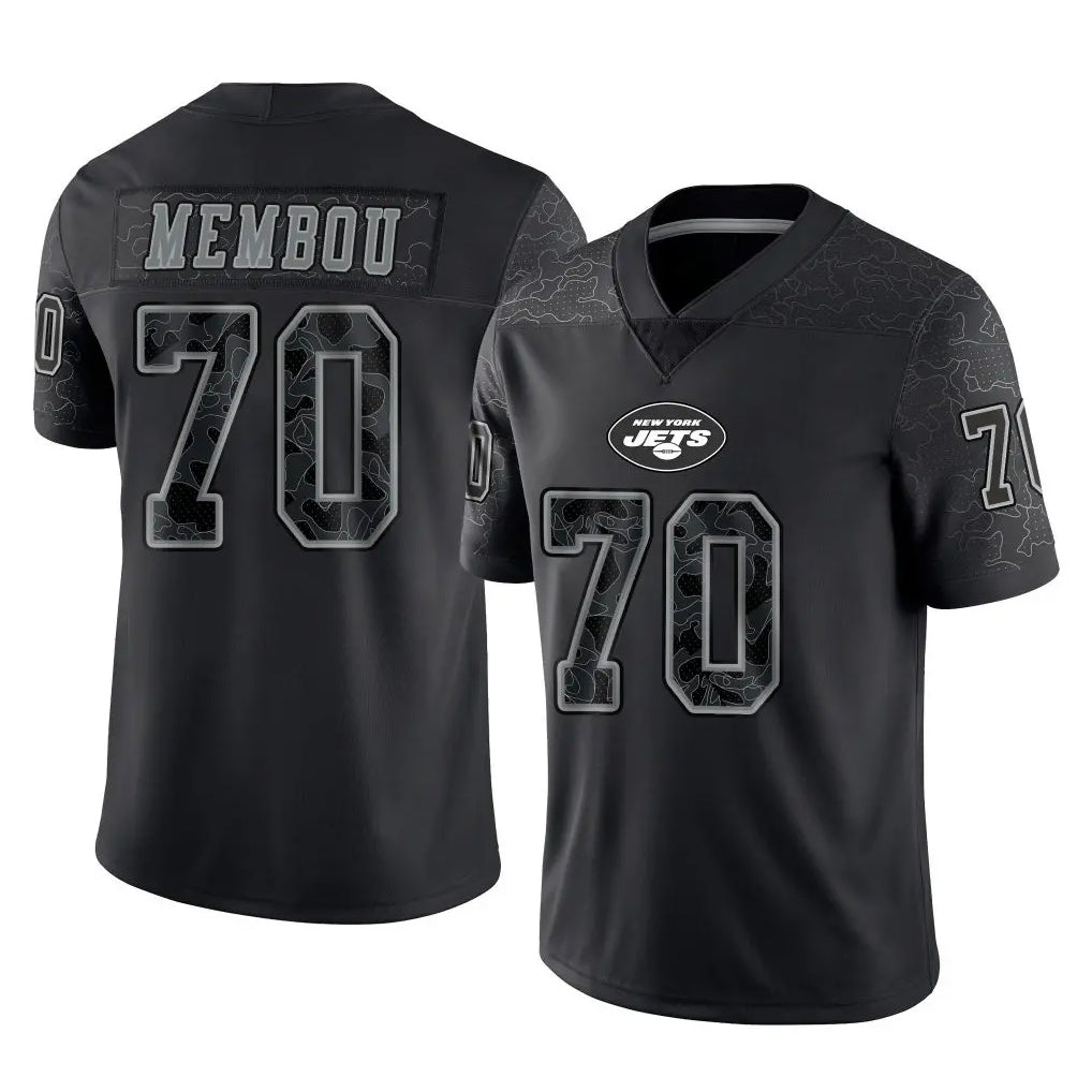 Tuec NY.Jets #70 Armand Membou Player Stealth Black Limited Reflective Home Game Stitched Jerseys