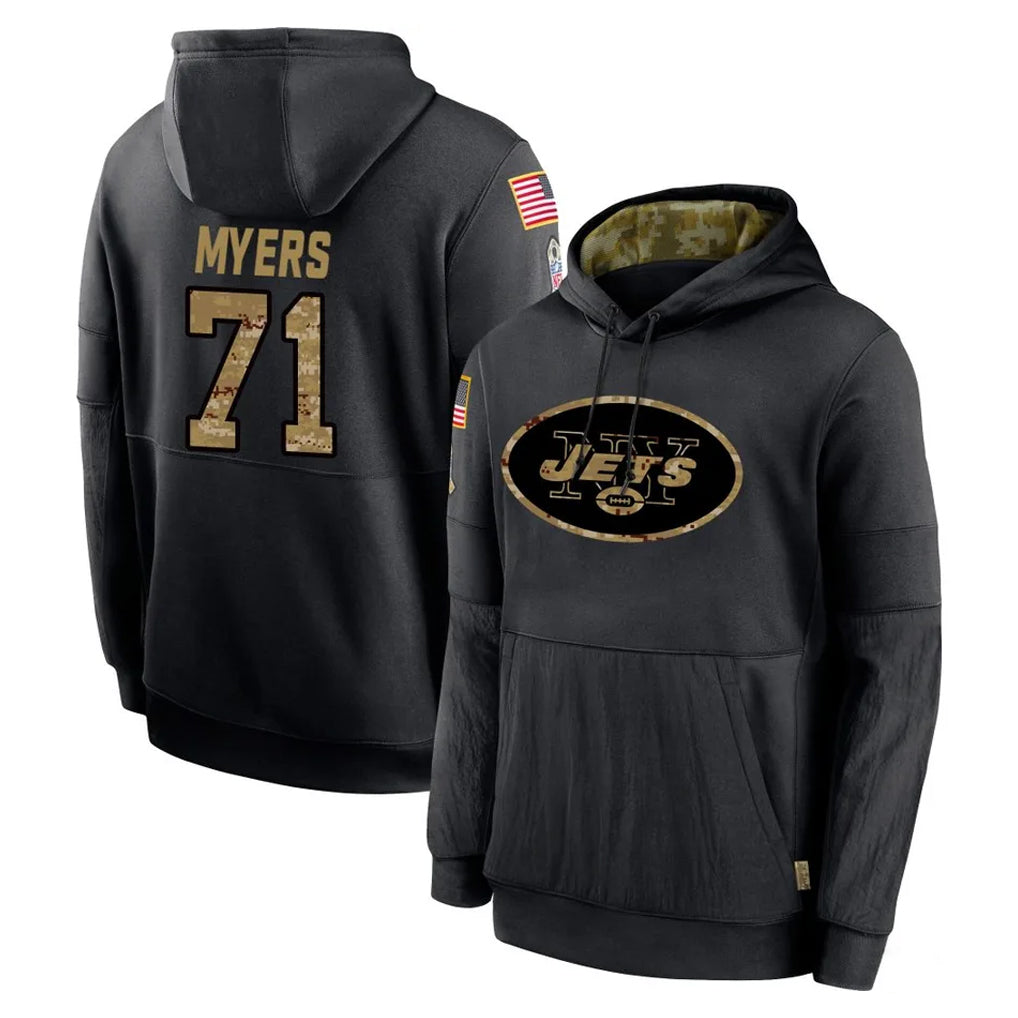 Tuec NY.Jets #71 Josh Myers Player Black Salute to Service Hoodies Limited Game Stitched Jerseys