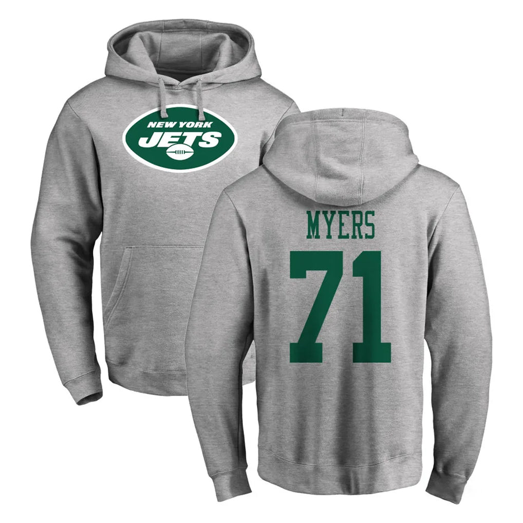 Tuec NY.Jets #71 Josh Myers Player Gray LOGO Pullover Hoodies Limited Game Stitched Jerseys