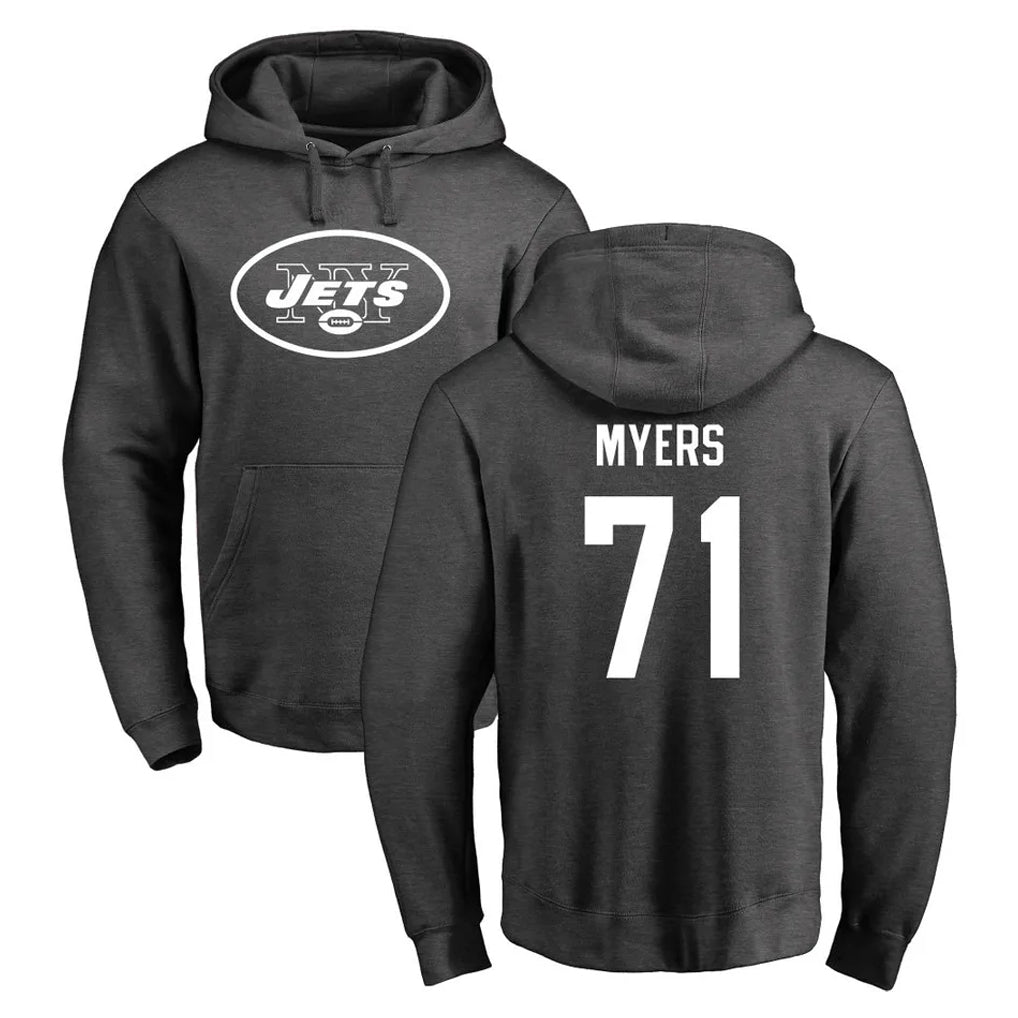 Tuec NY.Jets #71 Josh Myers Player Gray Pullover Hoodies Limited Game Stitched Jerseys