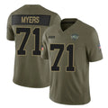 Tuec NY.Jets #71 Josh Myers Player Olive 2025 Salute To Service Limited Stitched Jerseys