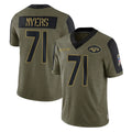 Tuec NY.Jets #71 Josh Myers Player Olive Salute To Service Limited Game Stitched Jerseys