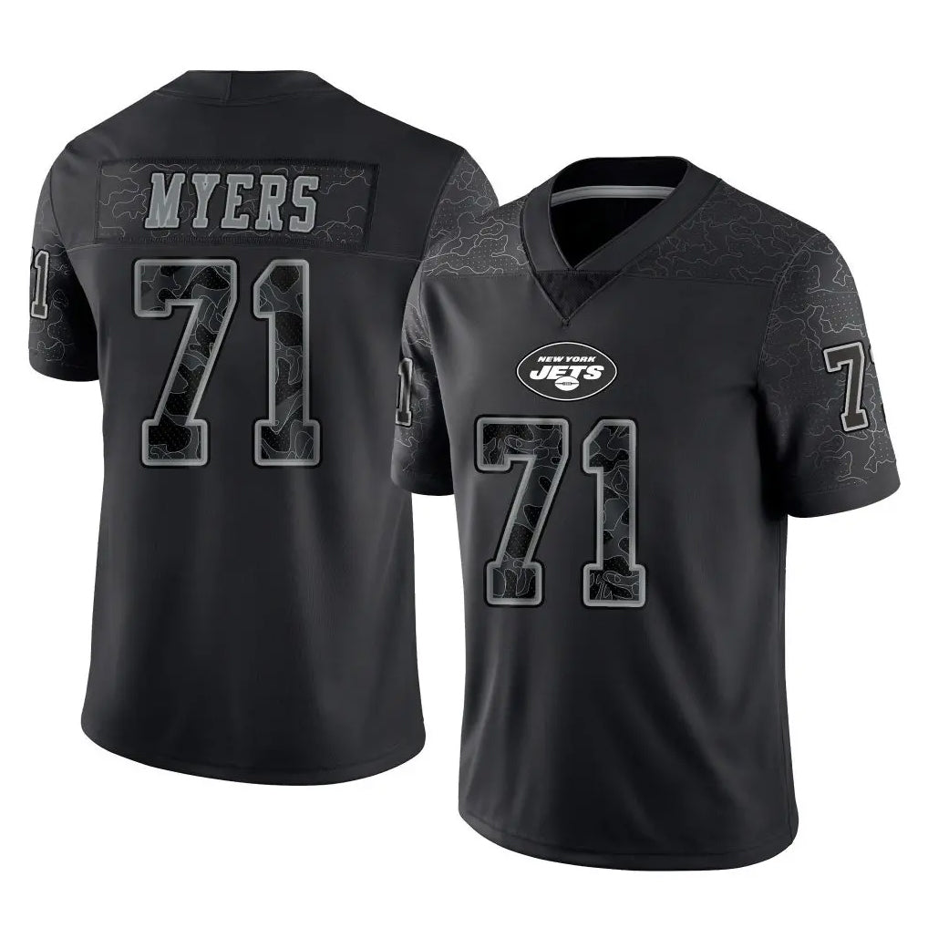Tuec NY.Jets #71 Josh Myers Player Stealth Black Limited Reflective Home Game Stitched Jerseys