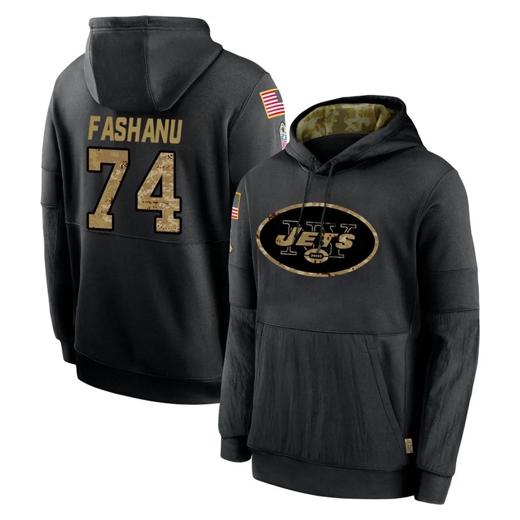 Tuec NY.Jets #74 Olu Fashanu Player Black Salute to Service Hoodies Limited Game Stitched Jerseys