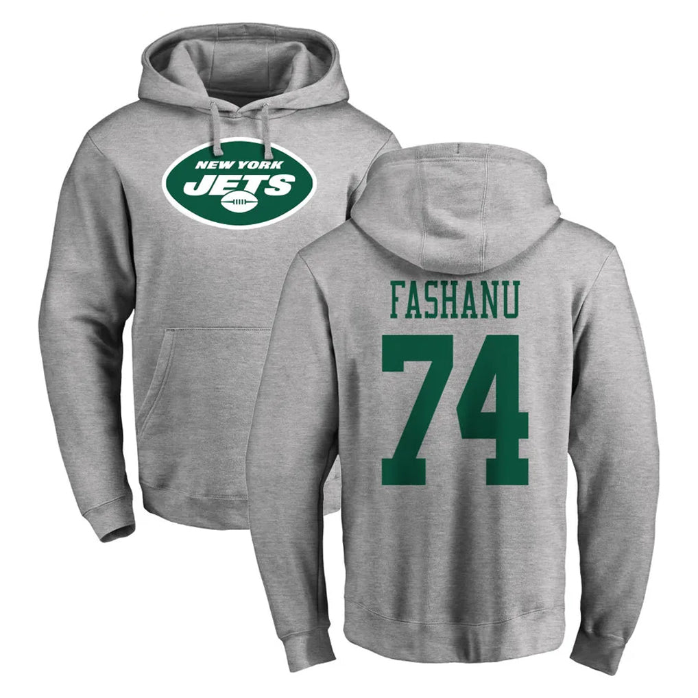 Tuec NY.Jets #74 Olu Fashanu Player Gray LOGO Pullover Hoodies Limited Game Stitched Jerseys