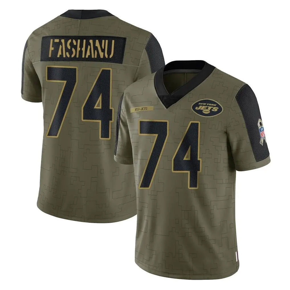 Tuec NY.Jets #74 Olu Fashanu Player Olive Salute To Service Limited Game Stitched Jerseys
