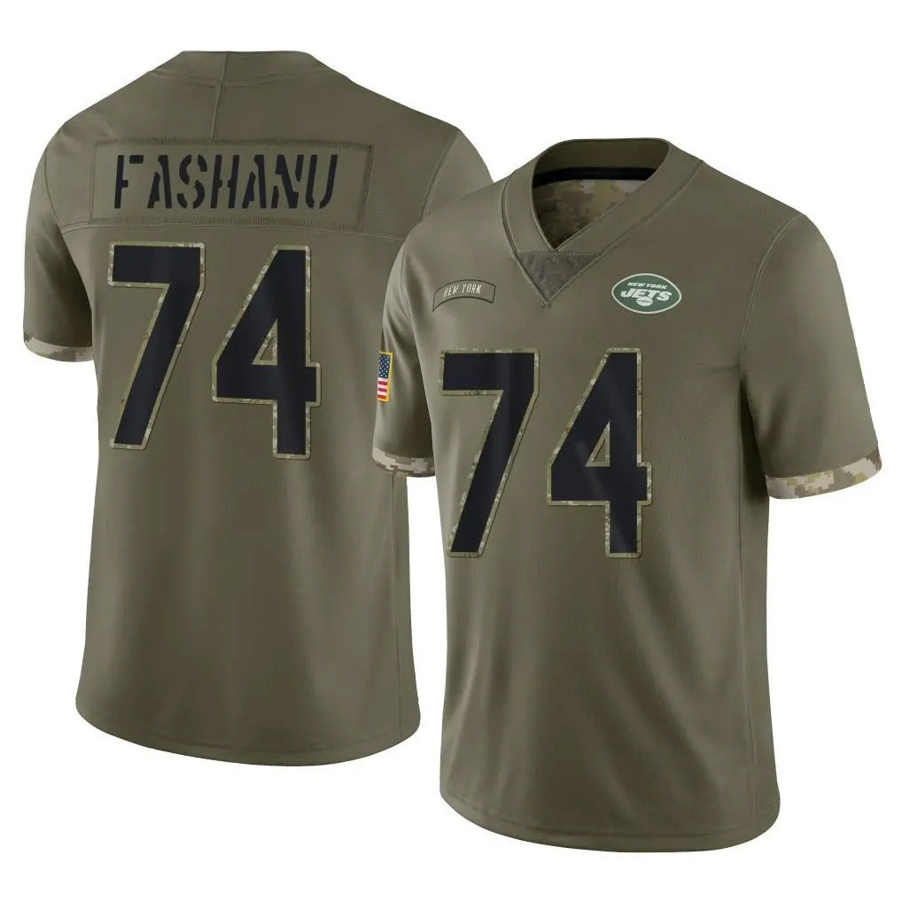 Tuec NY.Jets #74 Olu Fashanu Player Olive Salute To Service Limited Stitched Jerseys