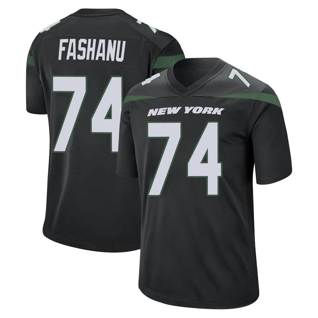 Tuec NY.Jets #74 Olu Fashanu Player Stealth Black Home Game Stitched Jerseys