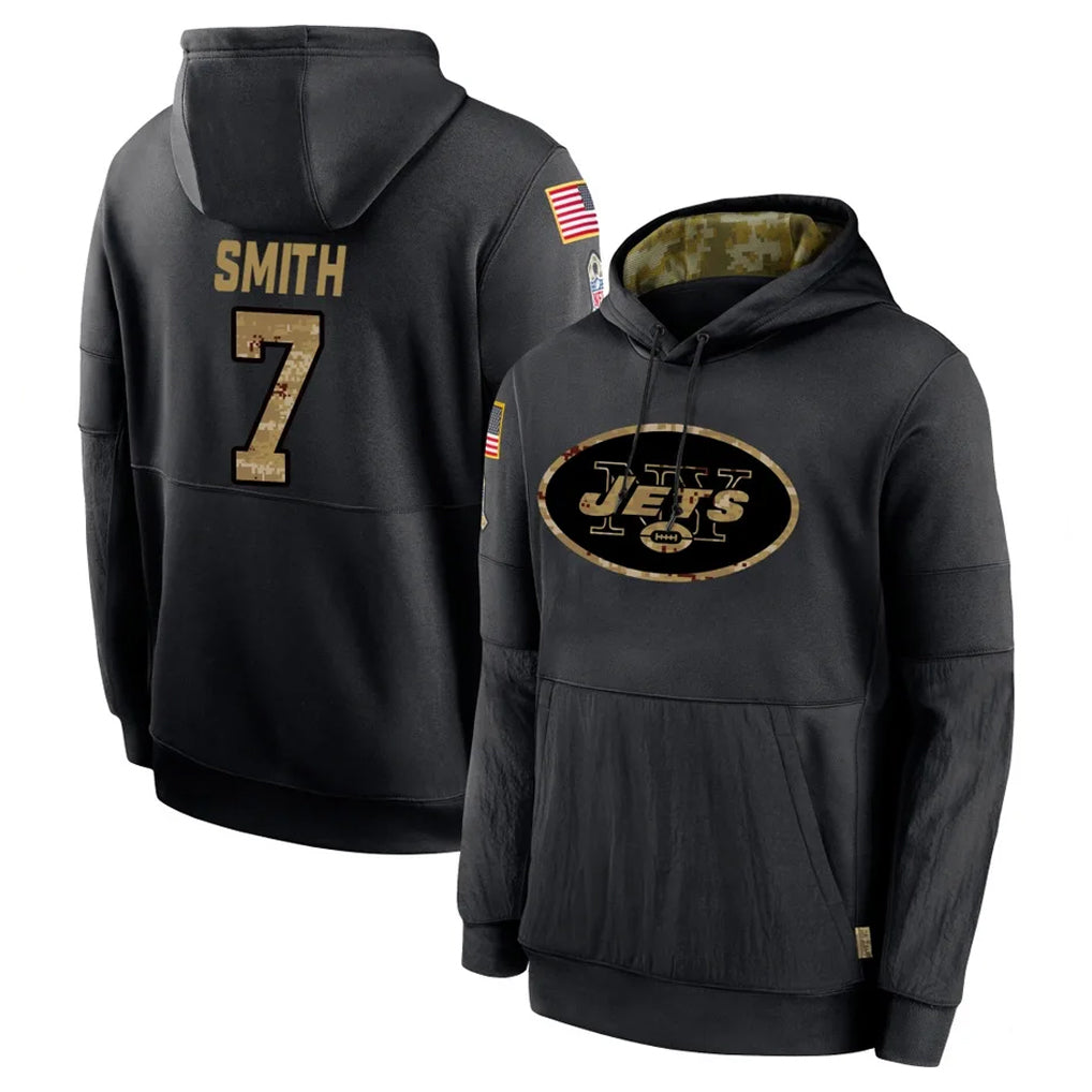 Tuec NY.Jets #7 Geno Smith Player Black Salute to Service Hoodies Limited Game Stitched Jerseys