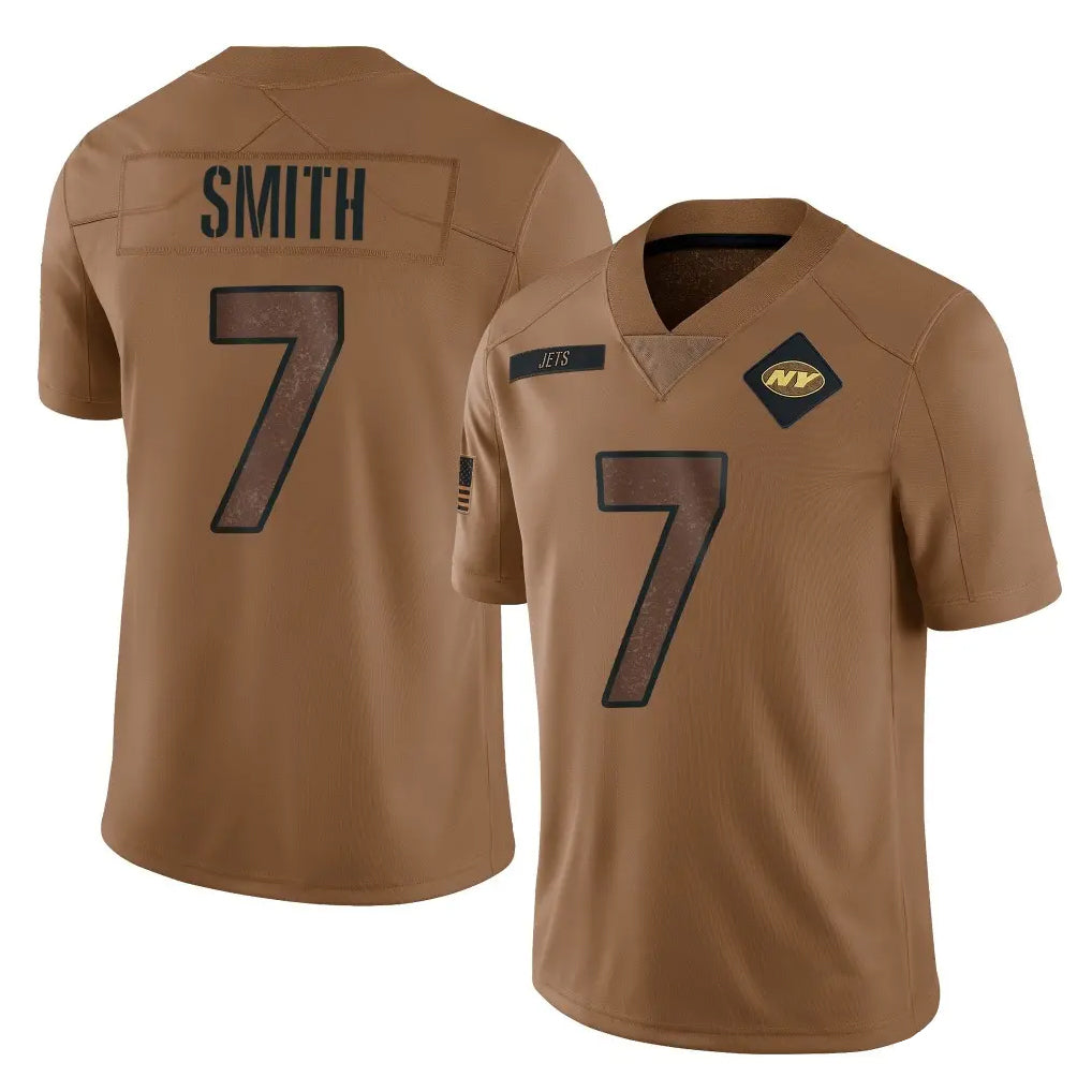 Tuec NY.Jets #7 Geno Smith Player Brown Salute To Service Limited Stitched Jerseys