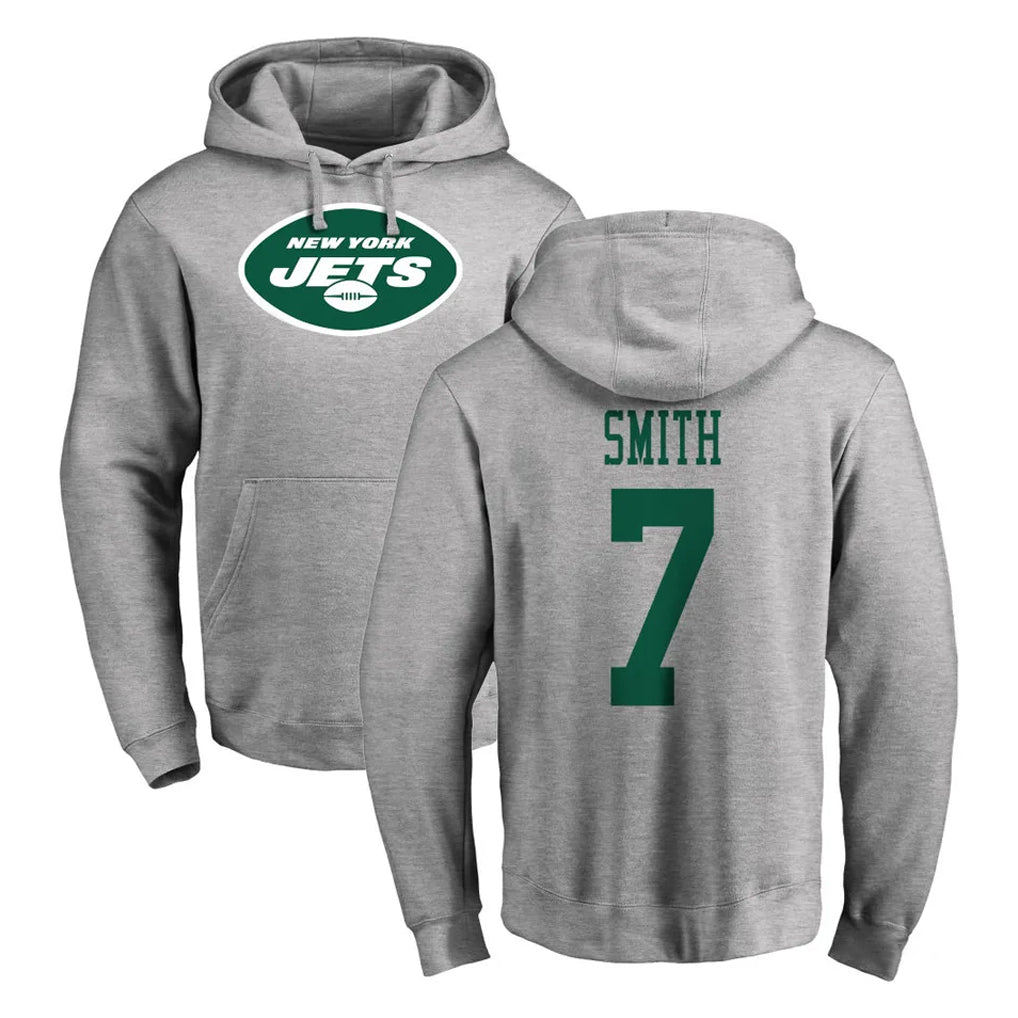 Tuec NY.Jets #7 Geno Smith Player Gray LOGO Pullover Hoodies Limited Game Stitched Jerseys