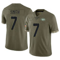 Tuec NY.Jets #7 Geno Smith Player Olive Salute To Service Limited Stitched Jerseys
