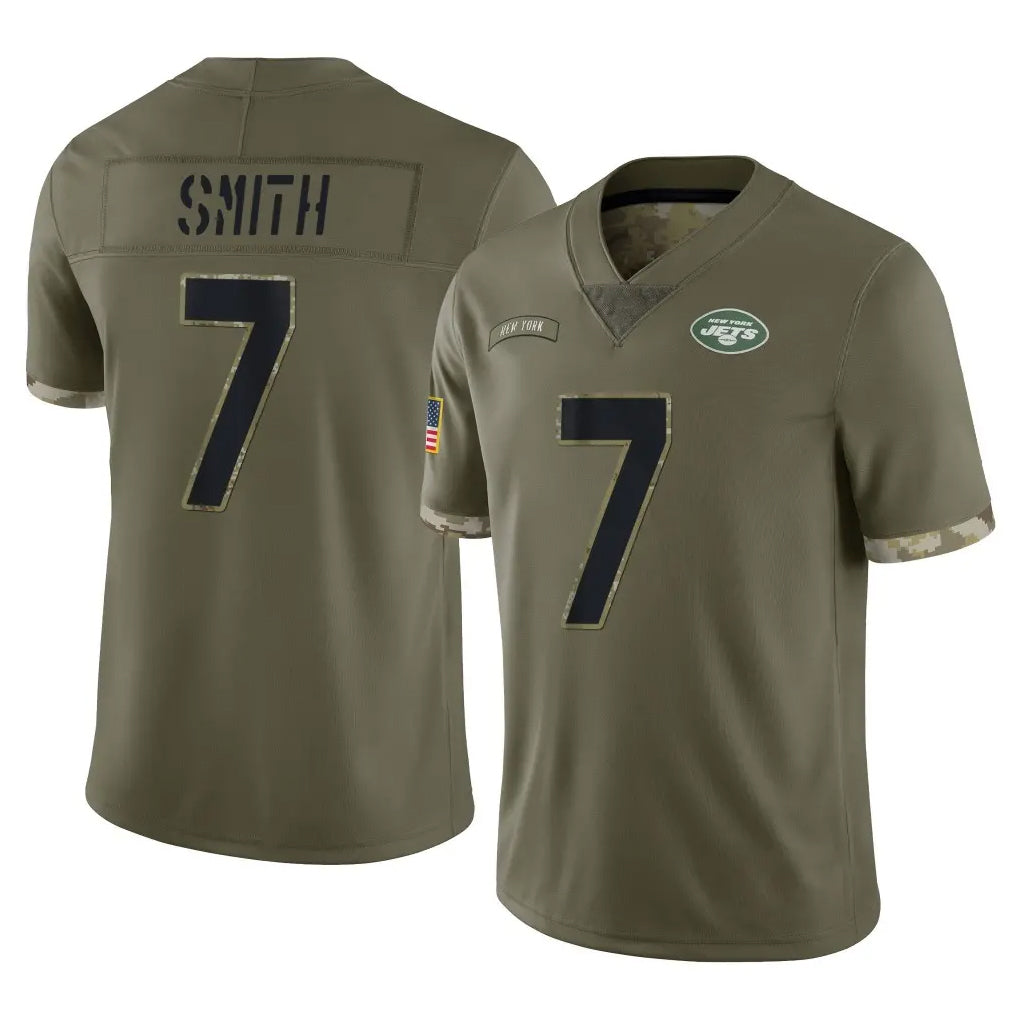 Tuec NY.Jets #7 Geno Smith Player Olive Salute To Service Limited Stitched Jerseys