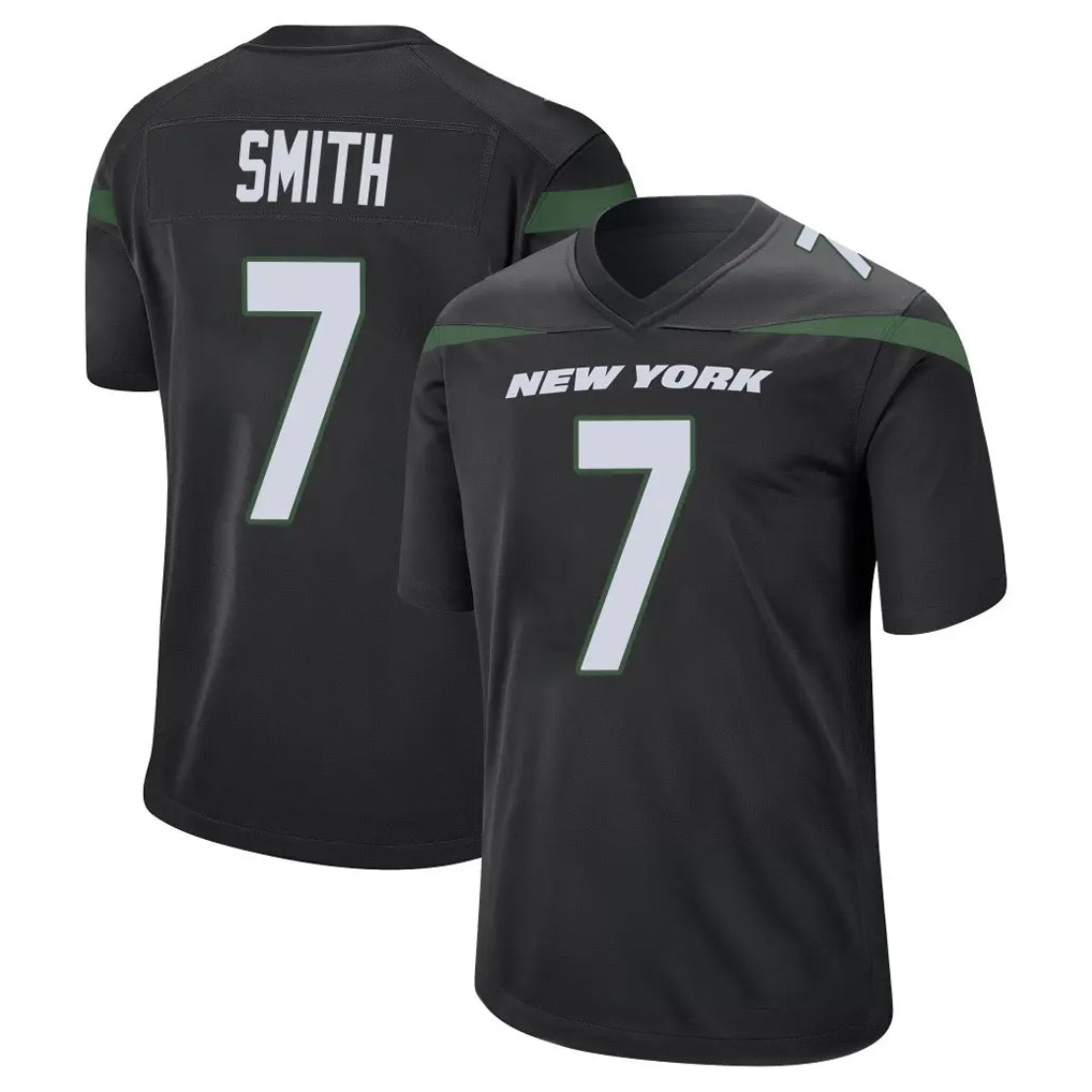 Tuec NY.Jets #7 Geno Smith Player Stealth Black Home Game Stitched Jerseys