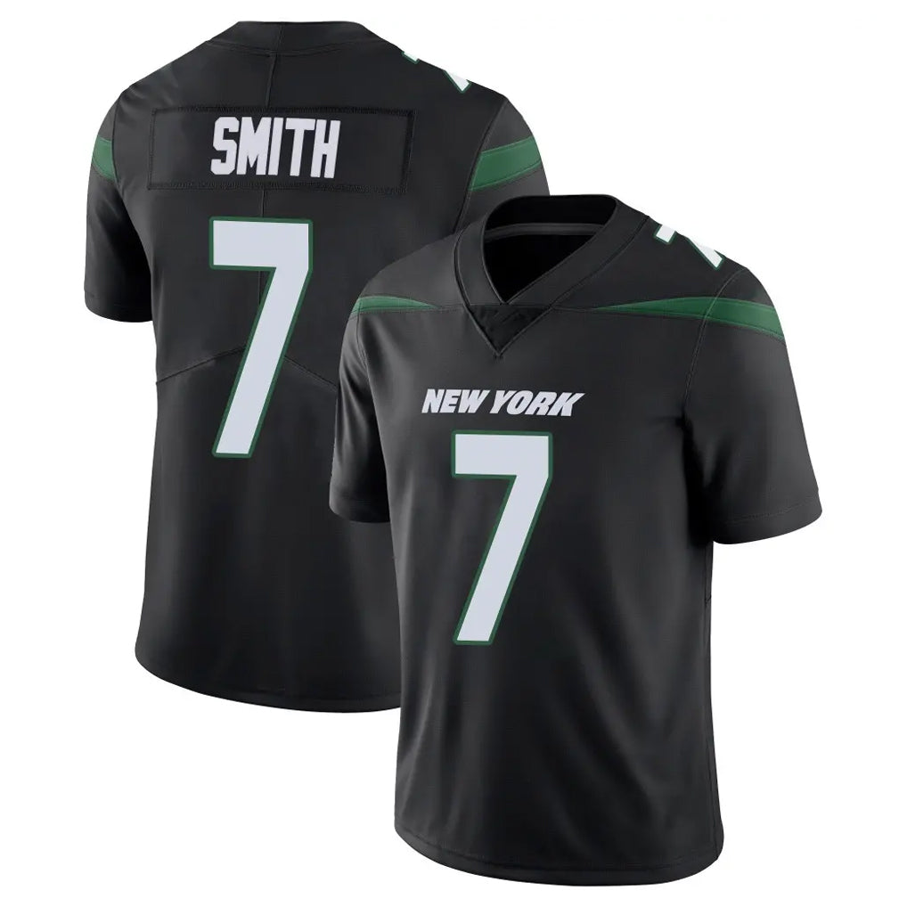 Tuec NY.Jets #7 Geno Smith Player Stealth Black Limited Vapor Home Game Stitched Jerseys