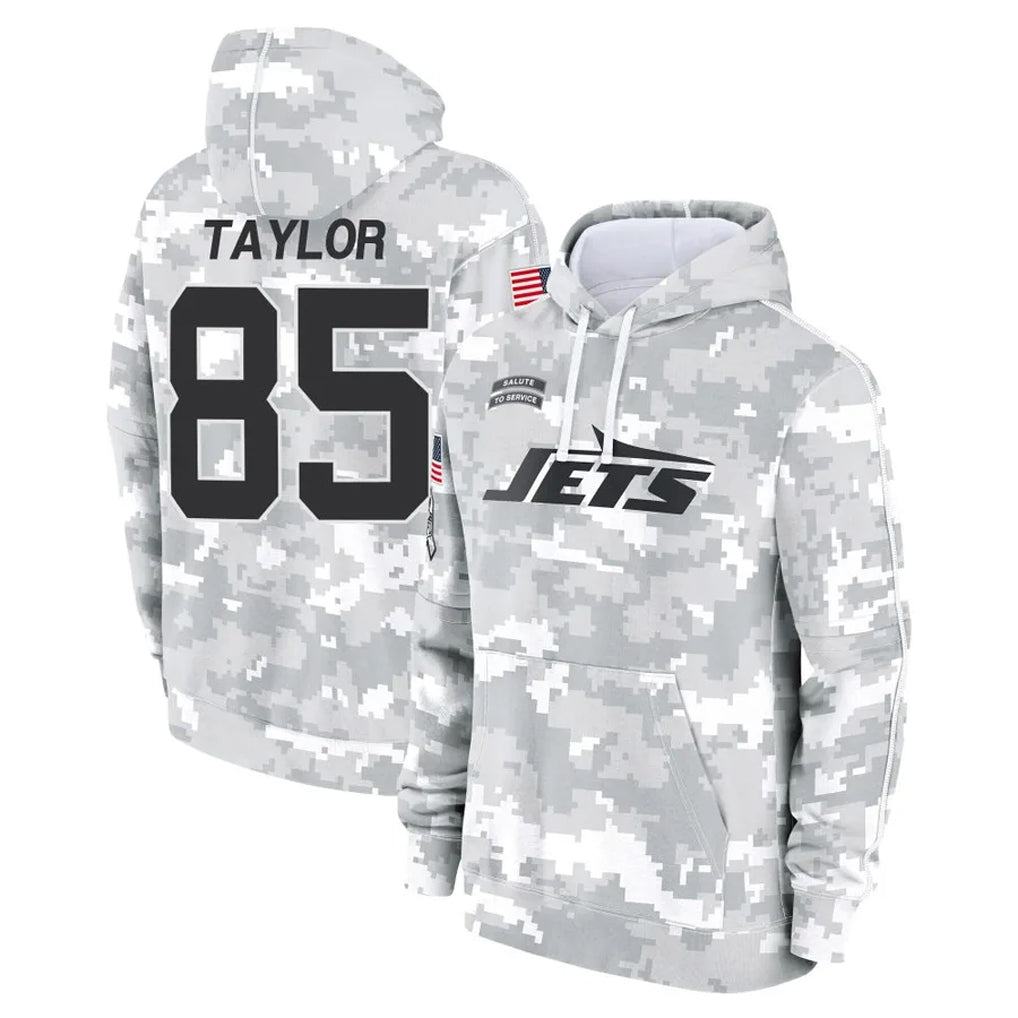 Tuec NY.Jets #85 Mason Taylor Player Arctic Camo Salute to Service Pullover Hoodies Limited Game Stitched Jerseys
