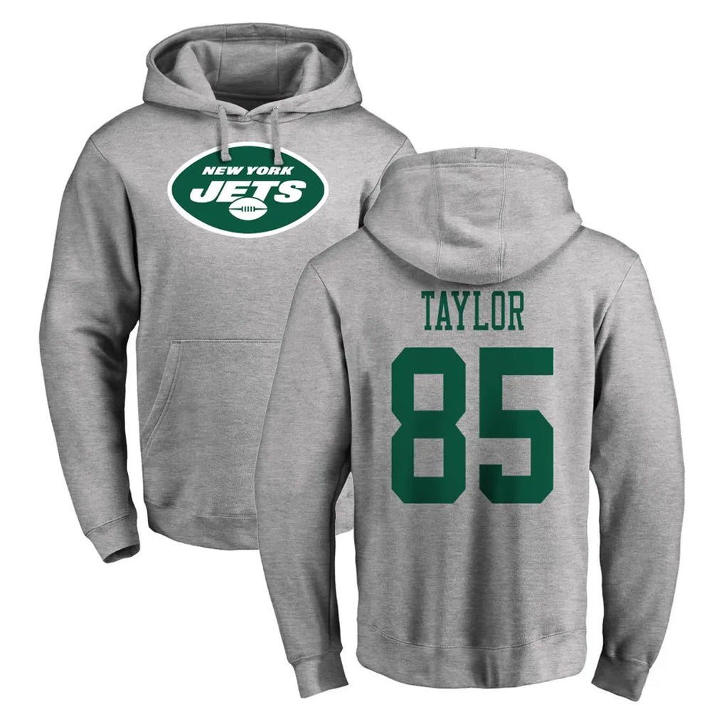 Tuec NY.Jets #85 Mason Taylor Player Gray LOGO Pullover Hoodies Limited Game Stitched Jerseys