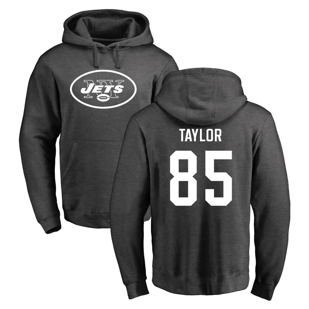 Tuec NY.Jets #85 Mason Taylor Player Gray Pullover Hoodies Limited Game Stitched Jerseys