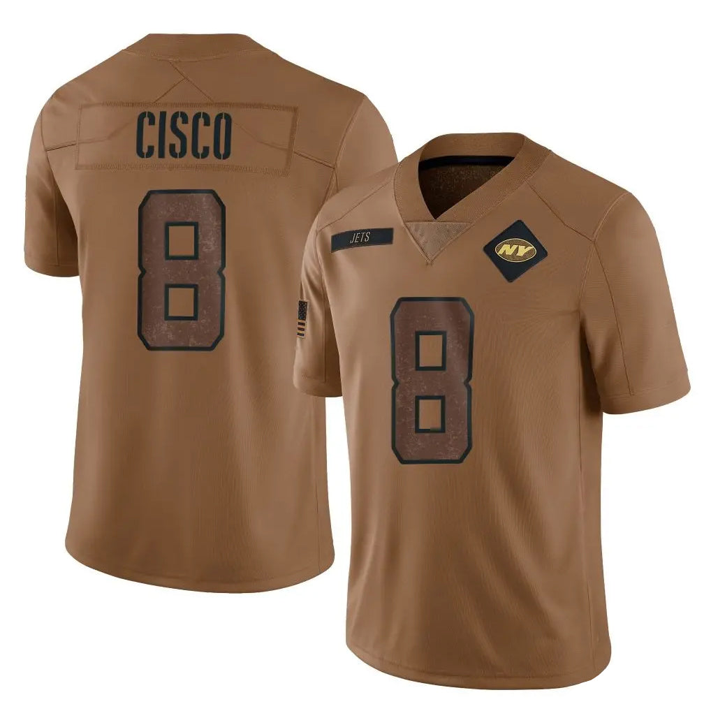 Tuec NY.Jets #8 Andre Cisco Player Brown Salute To Service Limited Stitched Jerseys
