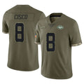 Tuec NY.Jets #8 Andre Cisco Player Olive Salute To Service Limited Stitched Jerseys