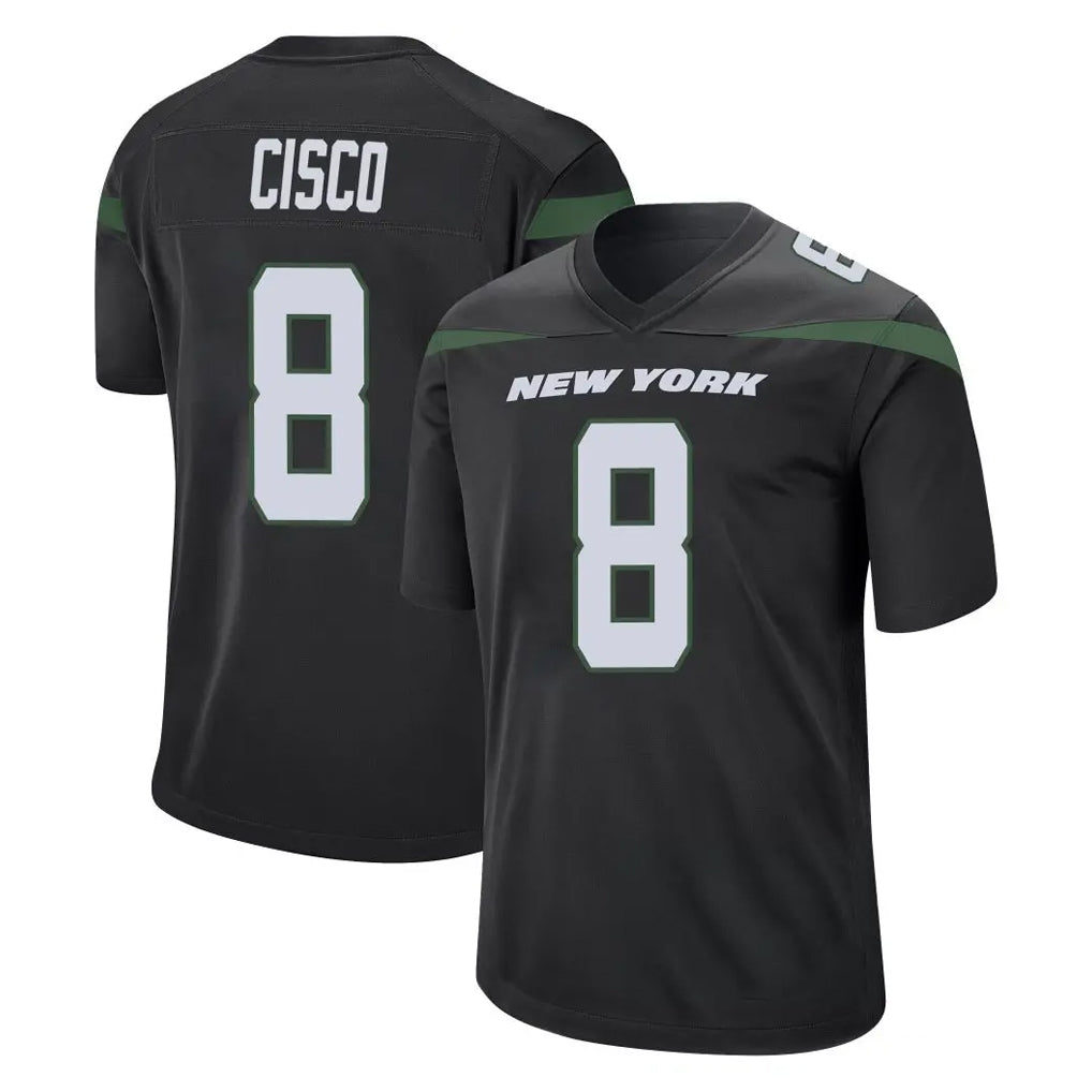 Tuec NY.Jets #8 Andre Cisco Player Stealth Black Home Game Stitched Jerseys