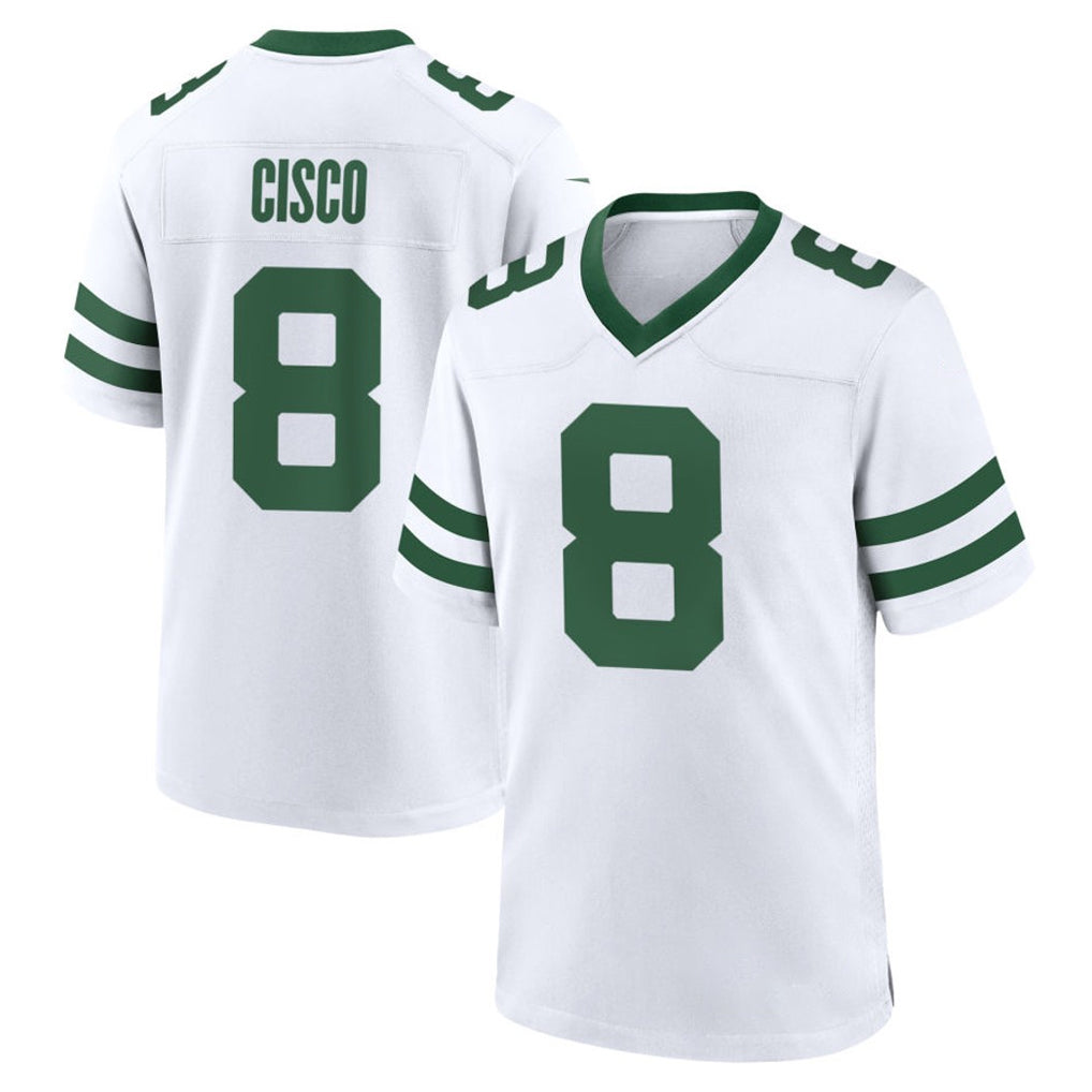 Tuec NY.Jets #8 Andre Cisco Player White Legacy Home Game Stitched Jerseys