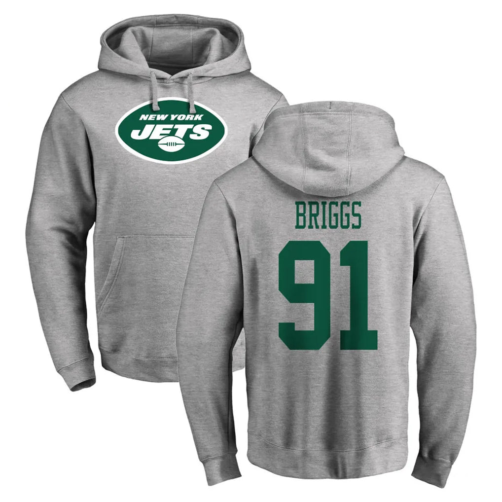 Tuec NY.Jets #91 Jowon Briggs Player Gray LOGO Pullover Hoodies Limited Game Stitched Jerseys