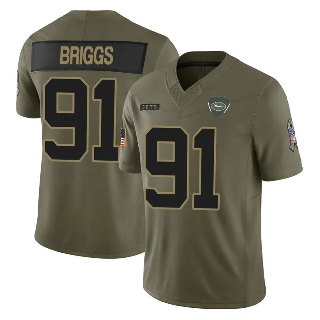 Tuec NY.Jets #91 Jowon Briggs Player Olive 2025 Salute To Service Limited Stitched Jerseys