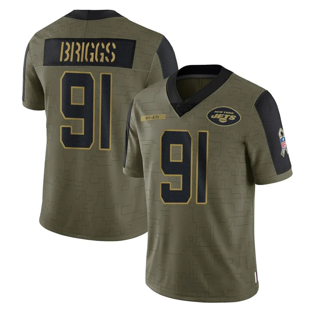 Tuec NY.Jets #91 Jowon Briggs Player Olive Salute To Service Limited Game Stitched Jerseys