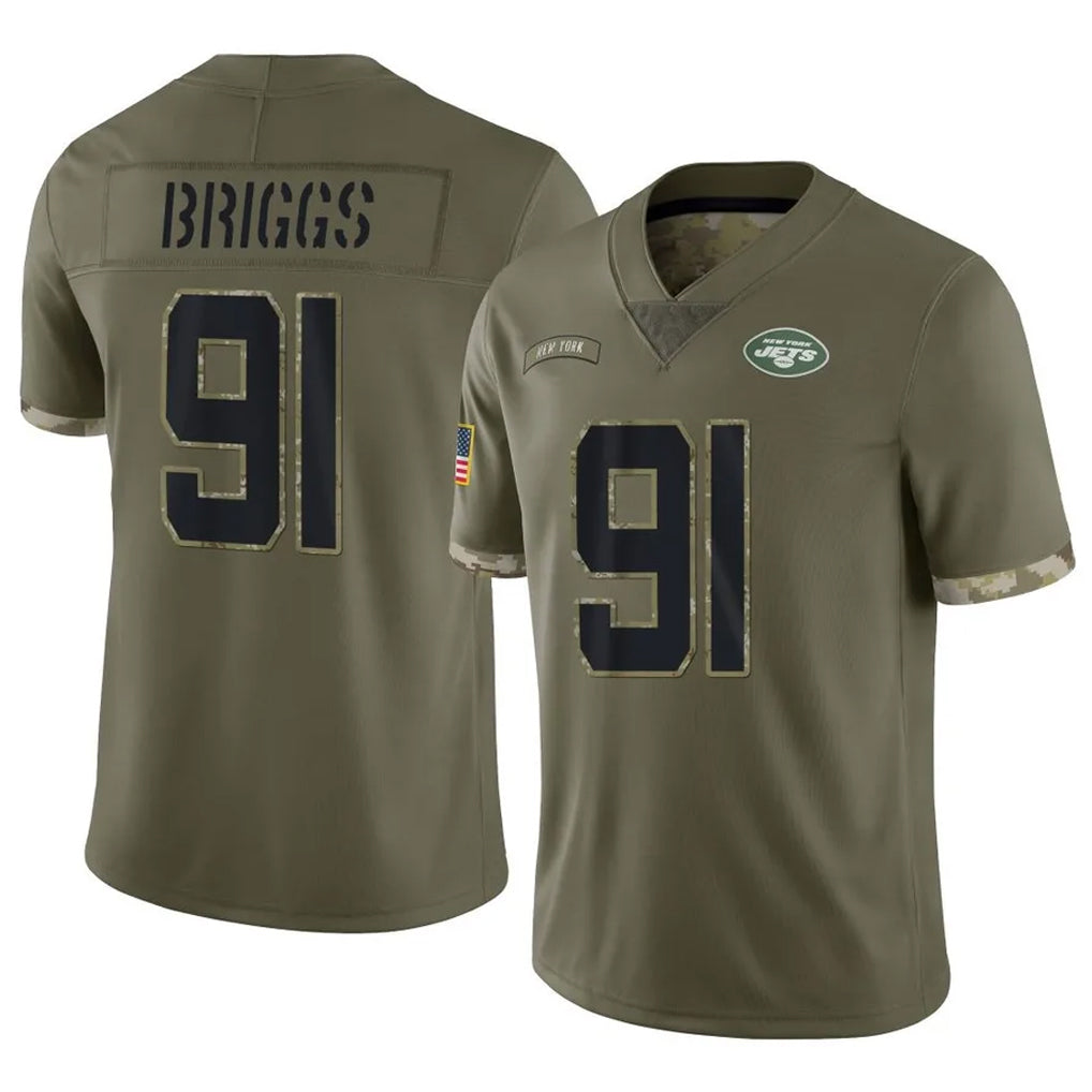 Tuec NY.Jets #91 Jowon Briggs Player Olive Salute To Service Limited Stitched Jerseys