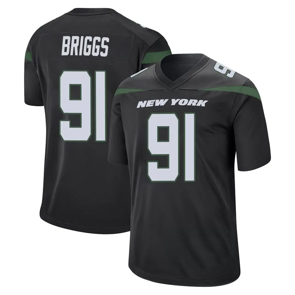 Tuec NY.Jets #91 Jowon Briggs Player Stealth Black Home Game Stitched Jerseys
