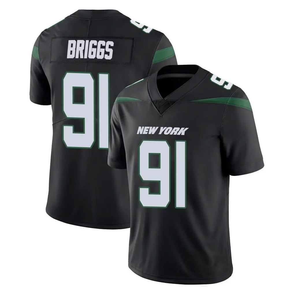 Tuec NY.Jets #91 Jowon Briggs Player Stealth Black Limited Vapor Home Game Stitched Jerseys