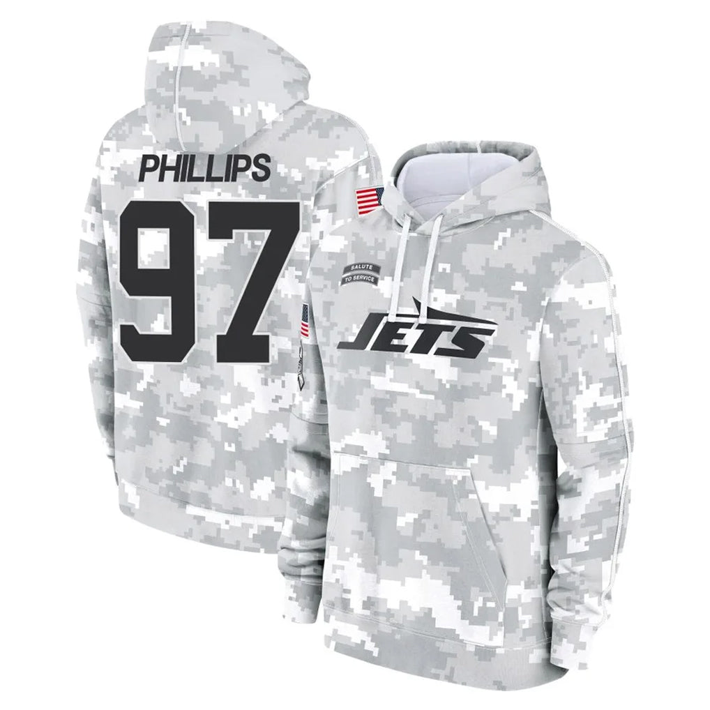 Tuec NY.Jets #97 Harrison Phillips Player Arctic Camo Salute to Service Pullover Hoodies Limited Game Stitched Jerseys