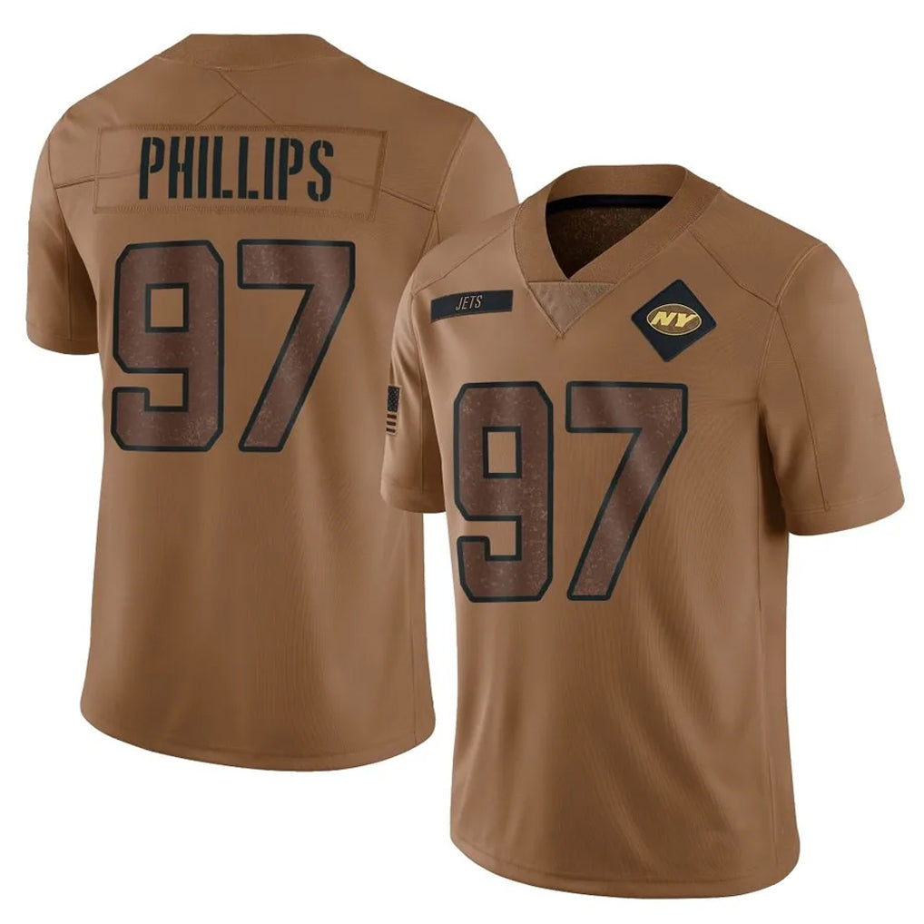 Tuec NY.Jets #97 Harrison Phillips Player Brown Salute To Service Limited Stitched Jerseys