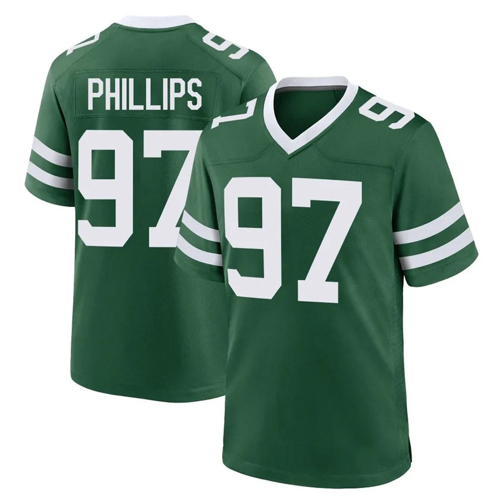 Tuec NY.Jets #97 Harrison Phillips Player Green Legacy Home Game Stitched Jerseys