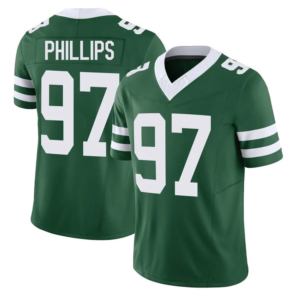 Tuec NY.Jets #97 Harrison Phillips Player Green Legacy Limited Vapor F.U.S.E. Home Game Stitched Jerseys