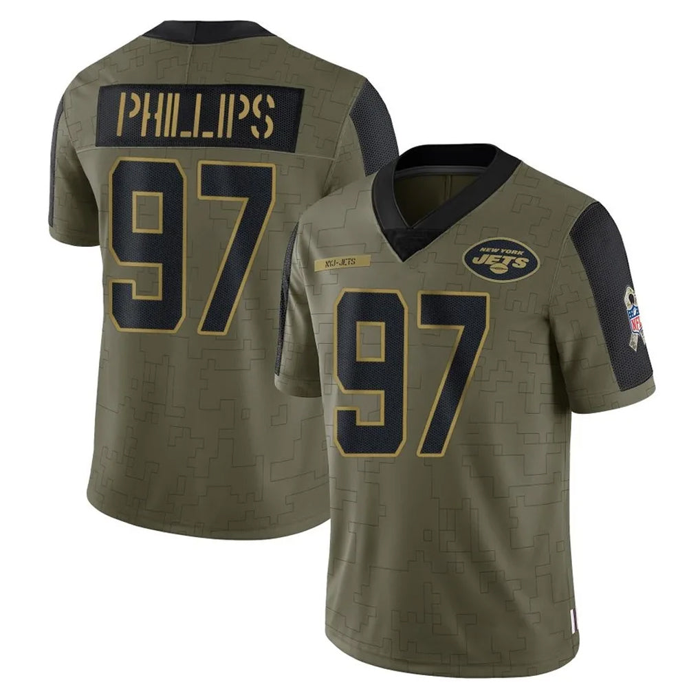 Tuec NY.Jets #97 Harrison Phillips Player Olive Salute To Service Limited Game Stitched Jerseys