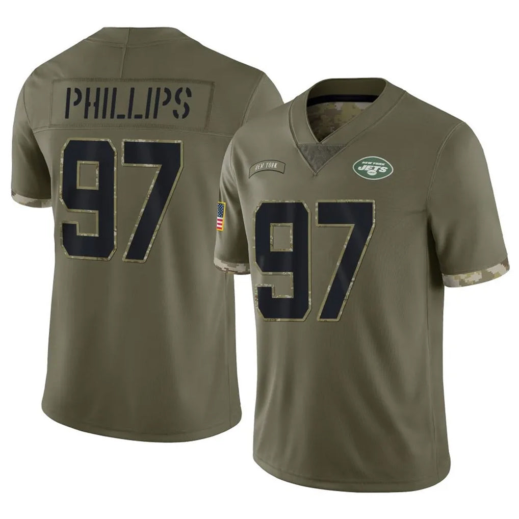 Tuec NY.Jets #97 Harrison Phillips Player Olive Salute To Service Limited Stitched Jerseys