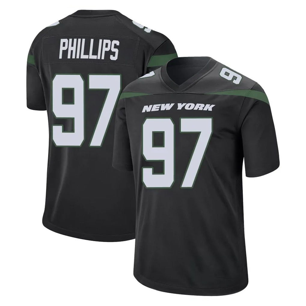 Tuec NY.Jets #97 Harrison Phillips Player Stealth Black Home Game Stitched Jerseys
