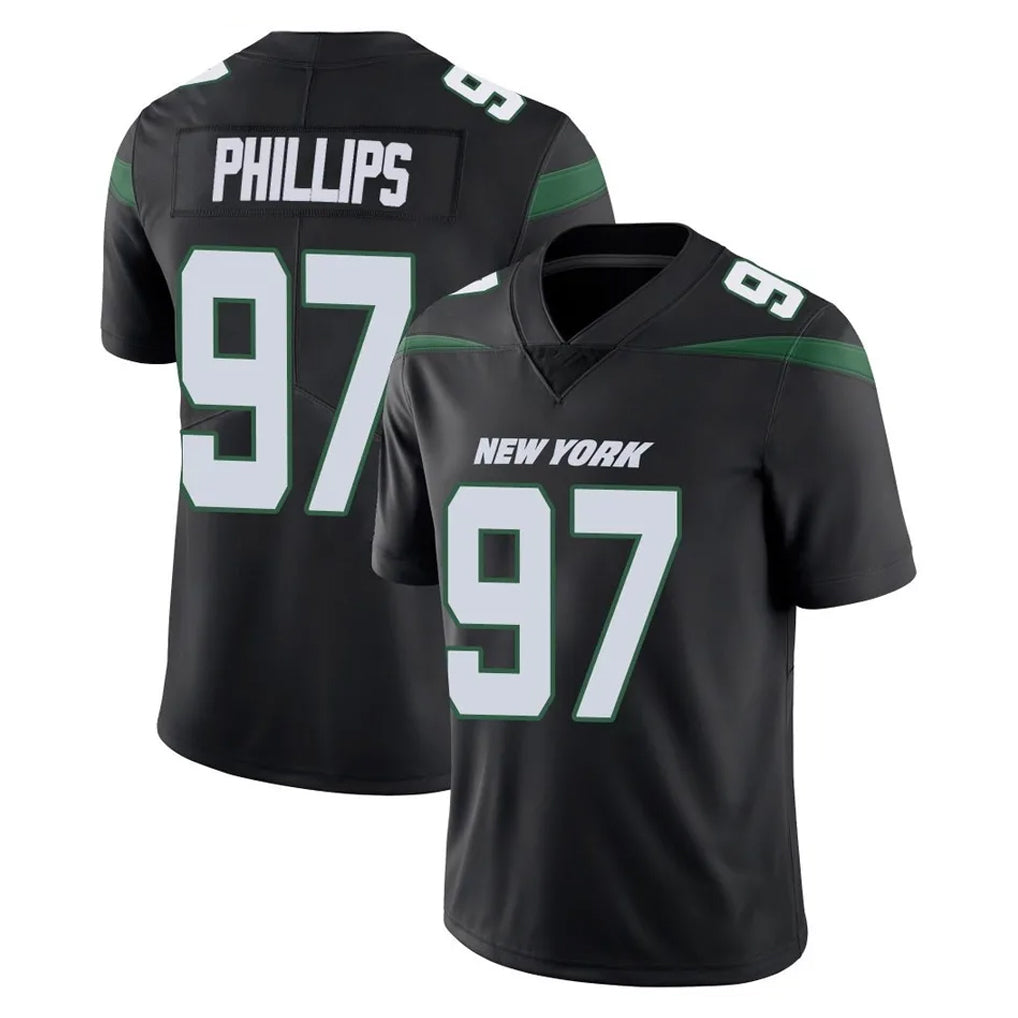 Tuec NY.Jets #97 Harrison Phillips Player Stealth Black Limited Vapor Home Game Stitched Jerseys