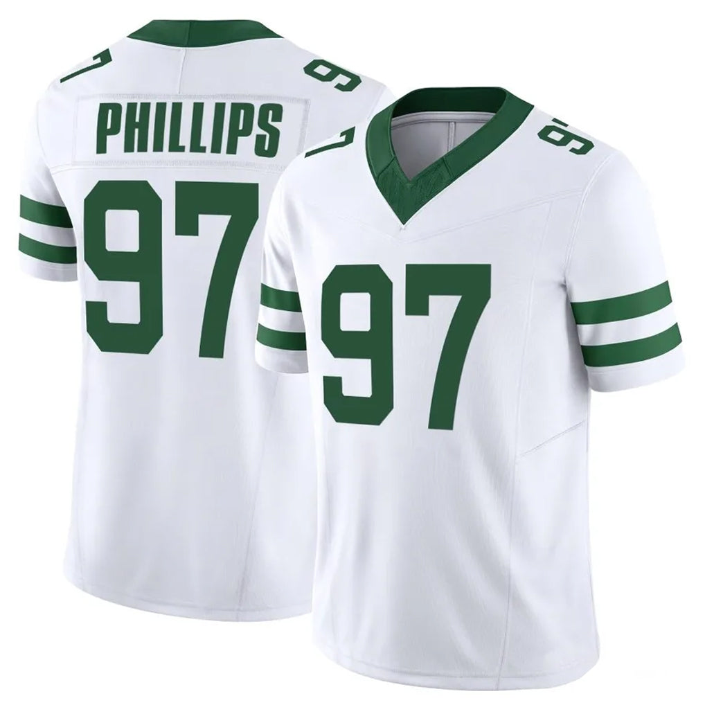 Tuec NY.Jets #97 Harrison Phillips Player White Legacy Limited Vapor F.U.S.E. Home Game Stitched Jerseys