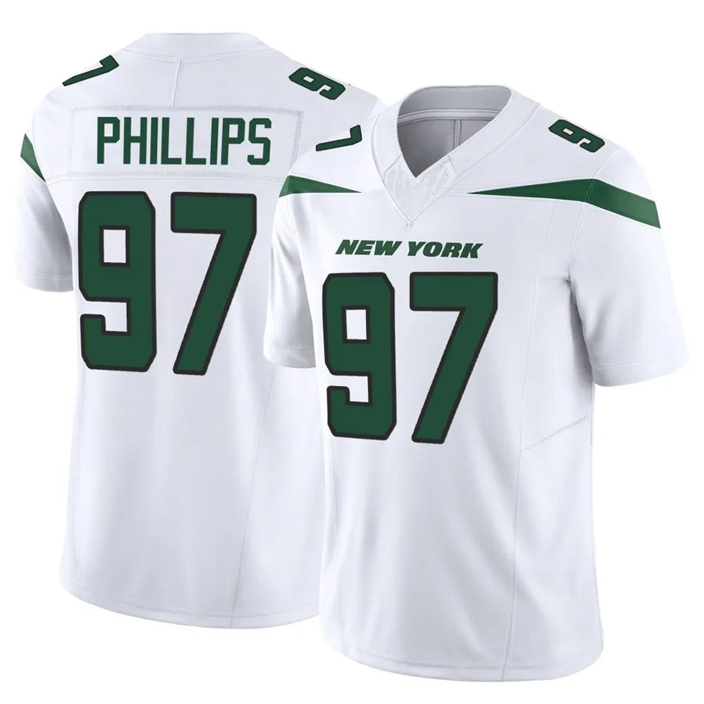 Tuec NY.Jets #97 Harrison Phillips Player White Limited Vapor F.U.S.E. Home Game Stitched Jerseys