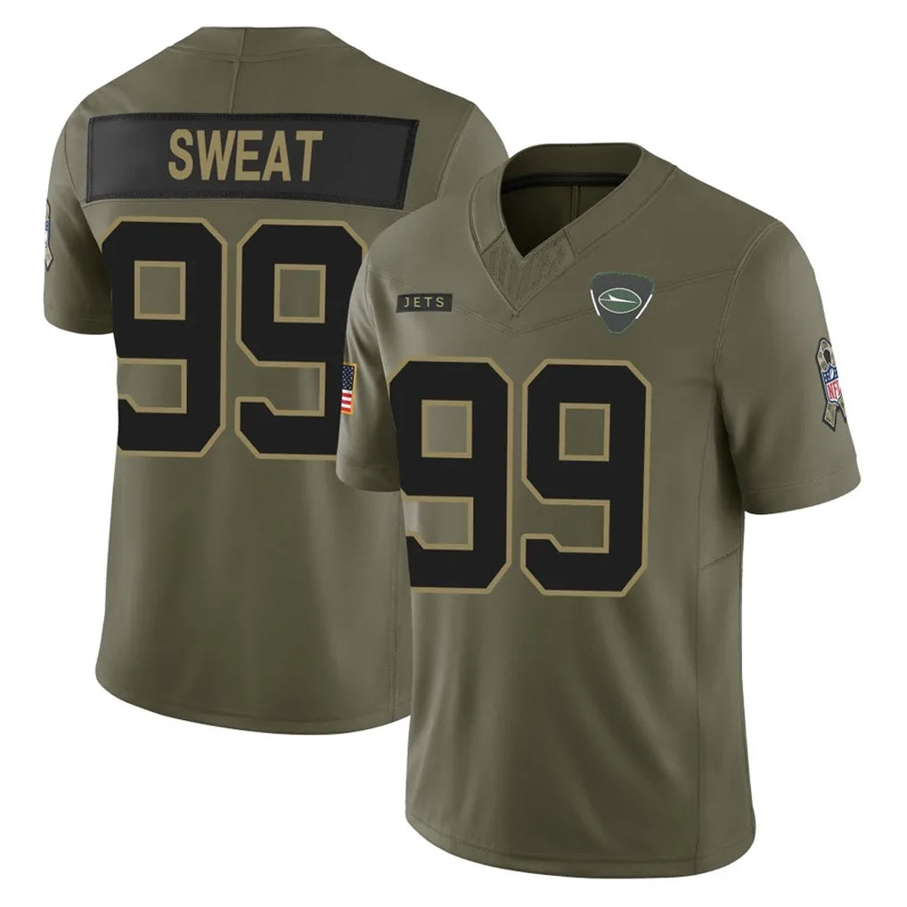 Tuec NY.Jets #99 T'Vondre Sweat Player Olive 2025 Salute To Service Limited Stitched Jerseys