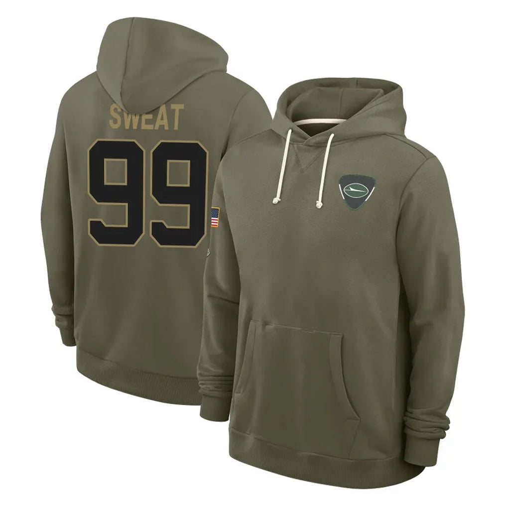 Tuec NY.Jets #99 T'Vondre Sweat Player Olive Salute to Service Pullover Hoodies Limited Stitched Jerseys