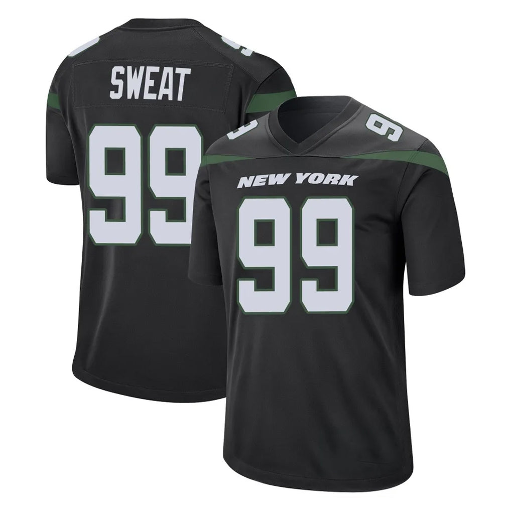 Tuec NY.Jets #99 T'Vondre Sweat Player Stealth Black Home Game Stitched Jerseys