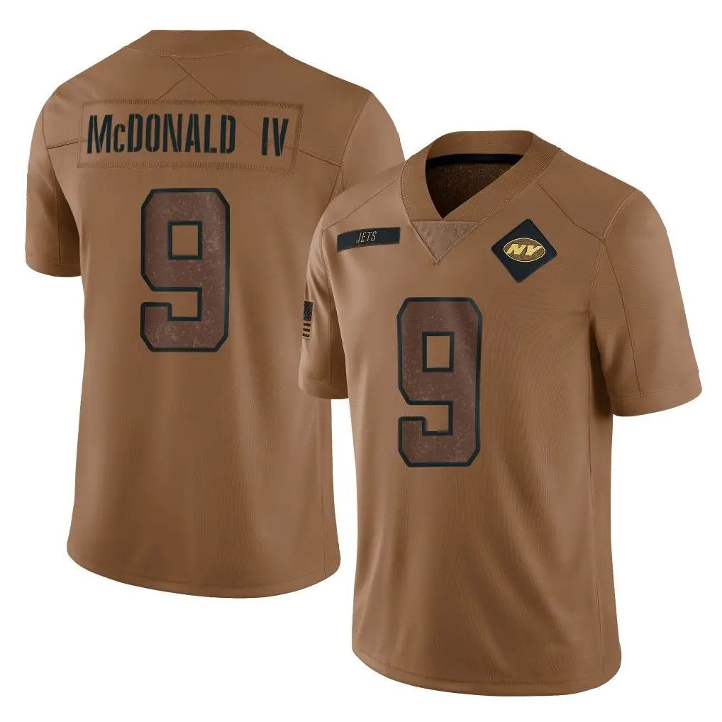 Tuec NY.Jets #9 Will McDonald IV Player Brown Salute To Service Limited Stitched Jerseys