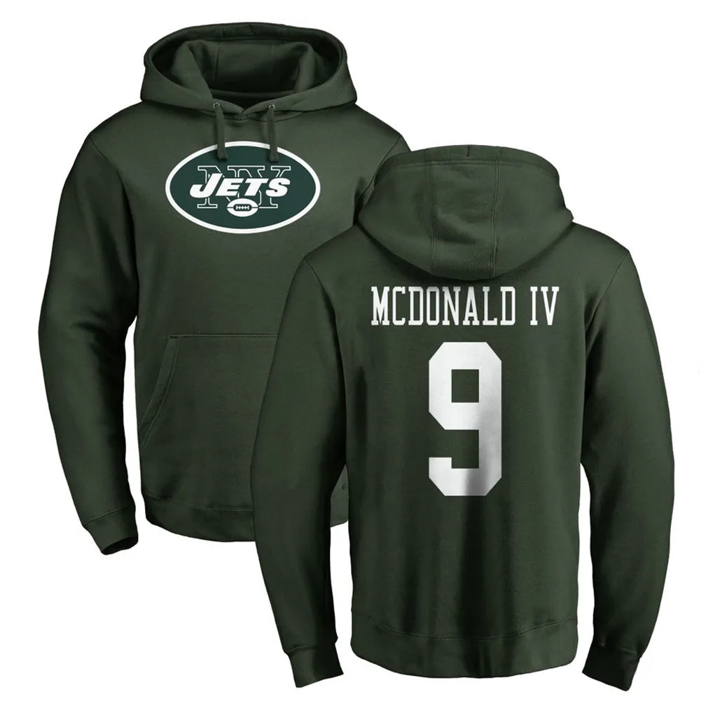 Tuec NY.Jets #9 Will McDonald IV Player Green LOGO Pullover Hoodies Limited Game Stitched Jerseys