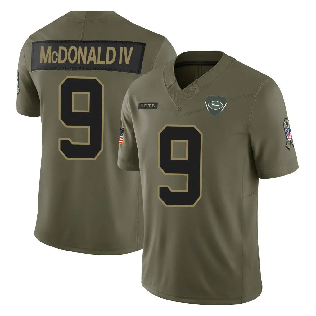 Tuec NY.Jets #9 Will McDonald IV Player Olive 2025 Salute To Service Limited Stitched Jerseys