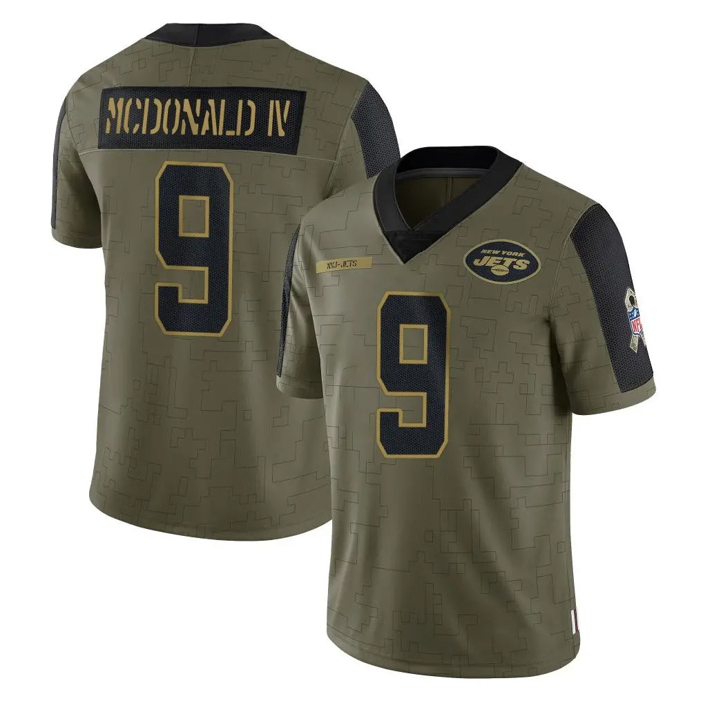 Tuec NY.Jets #9 Will McDonald IV Player Olive Salute To Service Limited Game Stitched Jerseys